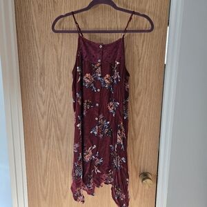 Burgundy floral mini dress
